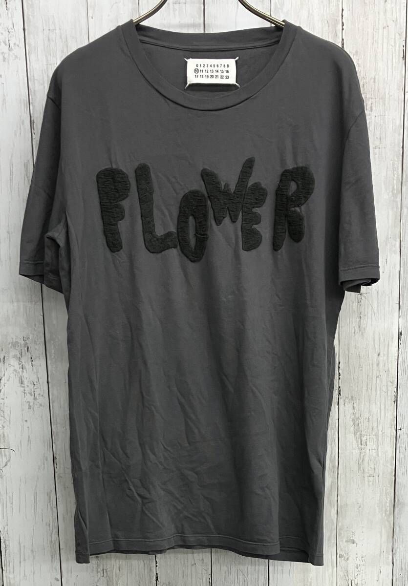 Maison Margiela 半袖Tシャツ メゾンマルジェラ FLOWER刺繍 クルーネック グレー size48
