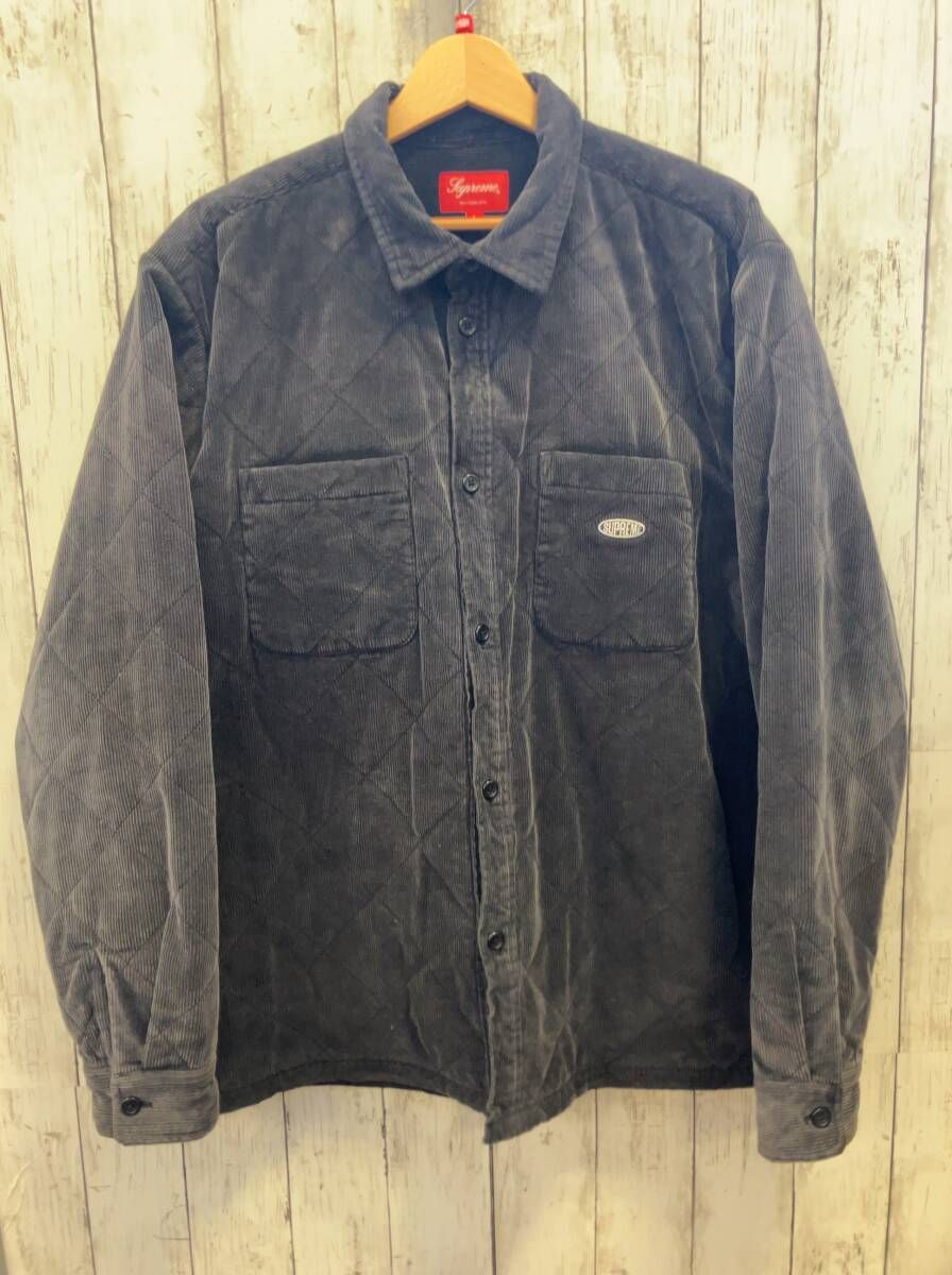 Supreme supreme シュプリーム 22FW Quilted Corduroy Shirt キルティング コーデュロイ シャツ ブラック