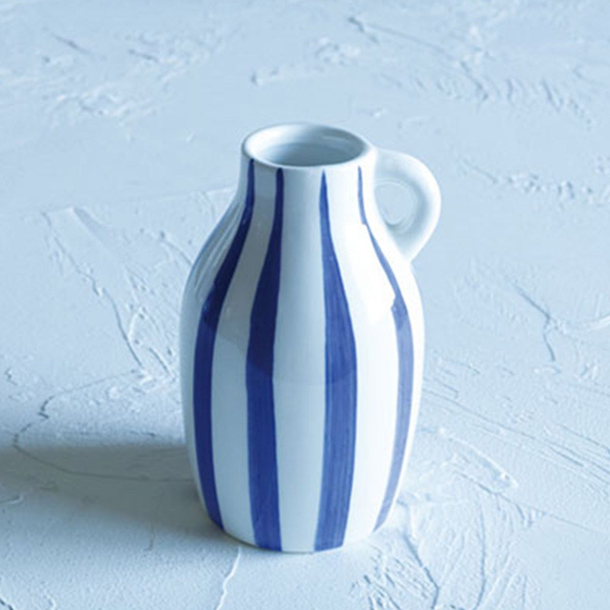 花瓶 welms Blue Stripe ハンドル ベース （ フラワーベース 花ビン