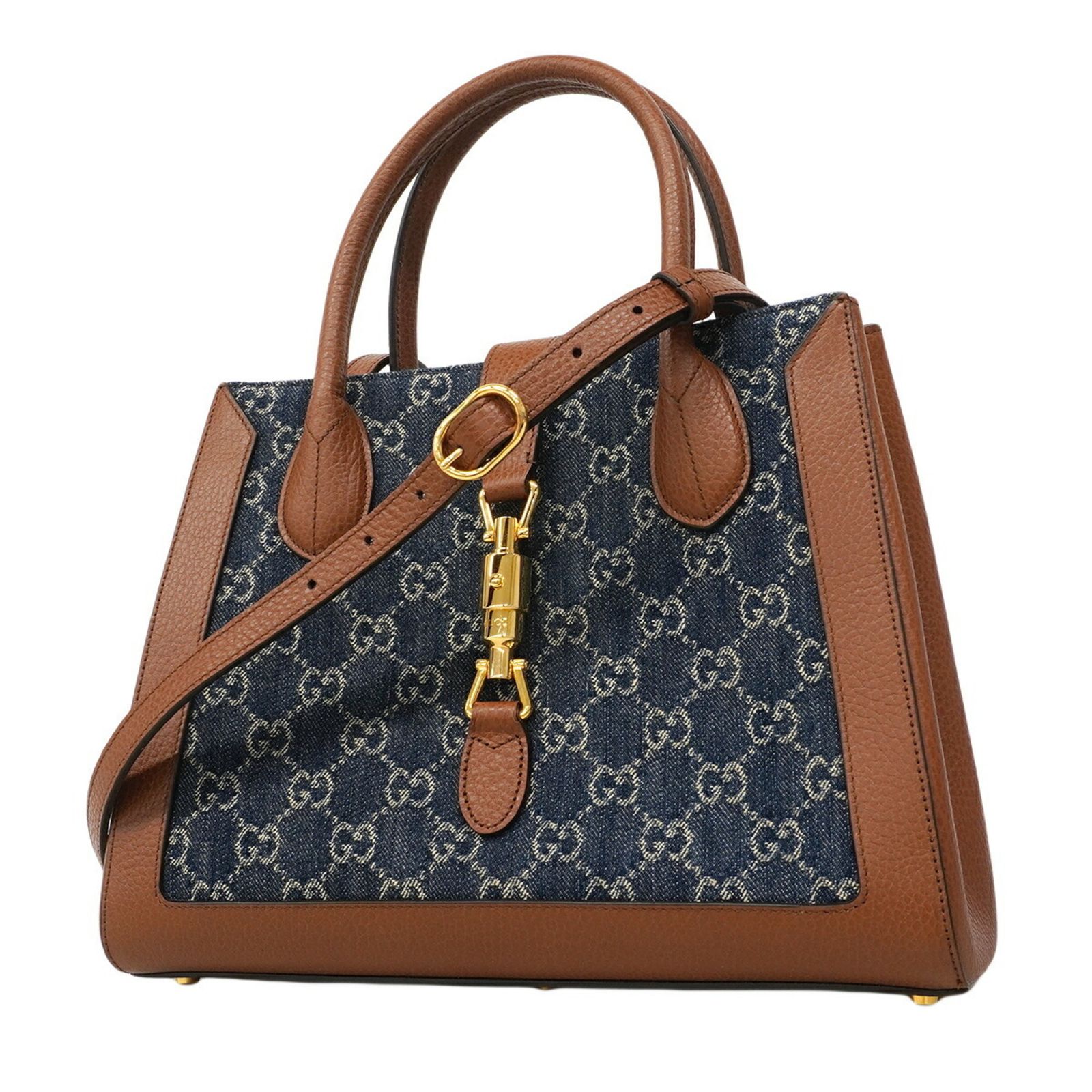 グッチ(Gucci) グッチ ハンドバッグ ニュージャッキー 649016 デニム レザー ブルー ブラウン 2wayバッグレディース P3025741