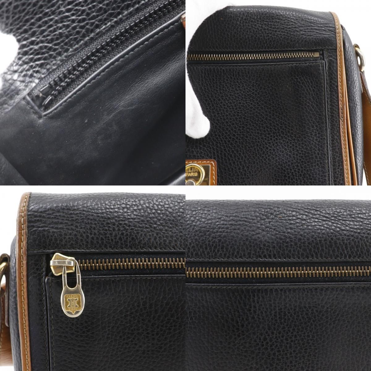 CELINE】セリーヌ オールドセリーヌ ヴィンテージ カーフ 黒 ユニ 