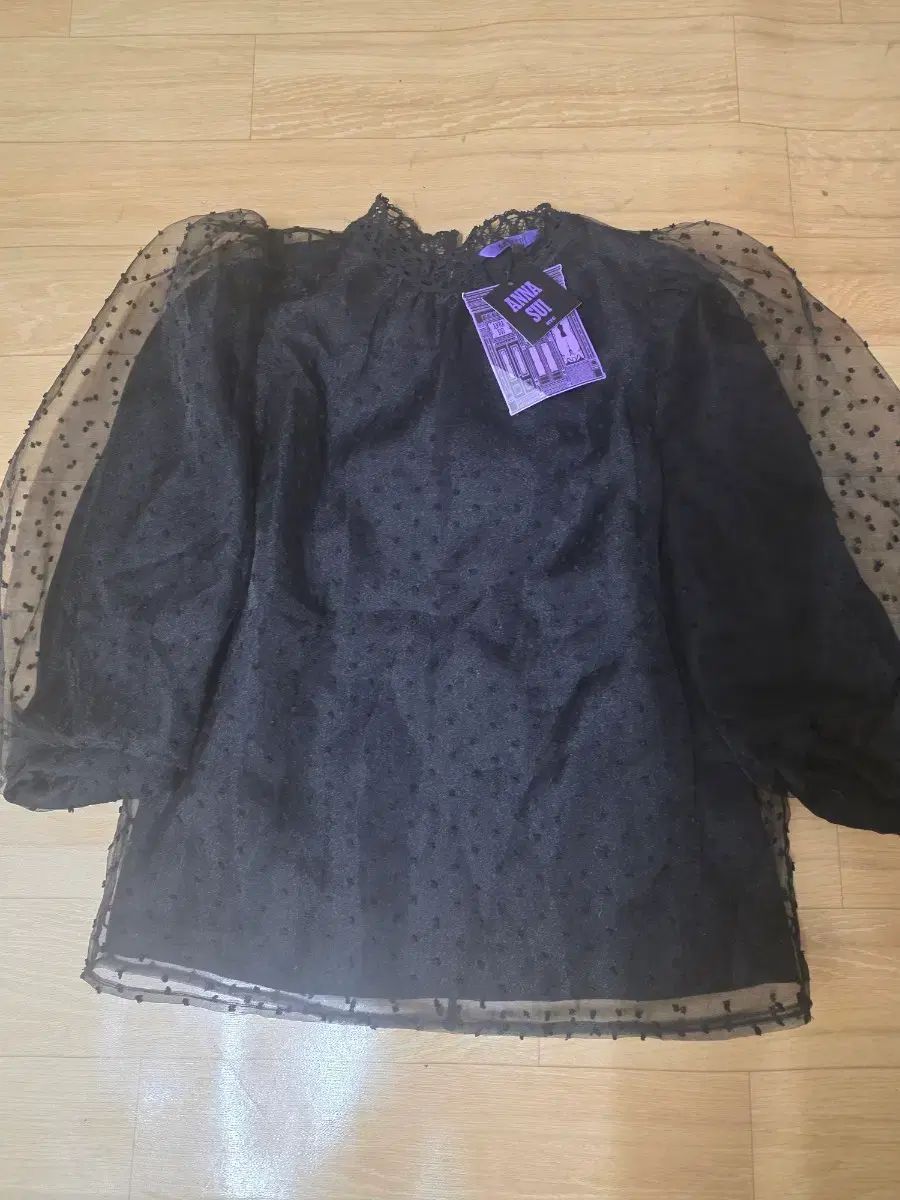 アンナスイ シースルー ドット ブラウス ブラック 新品 90 (旧 55)