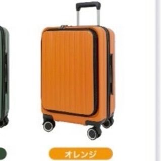 新品未使用 フロントオープン Mサイズ オレンジ キャリーケース キャリーバッグ スーツケース フロントオープン TSAロック ダイヤルロック ダブルファスナー