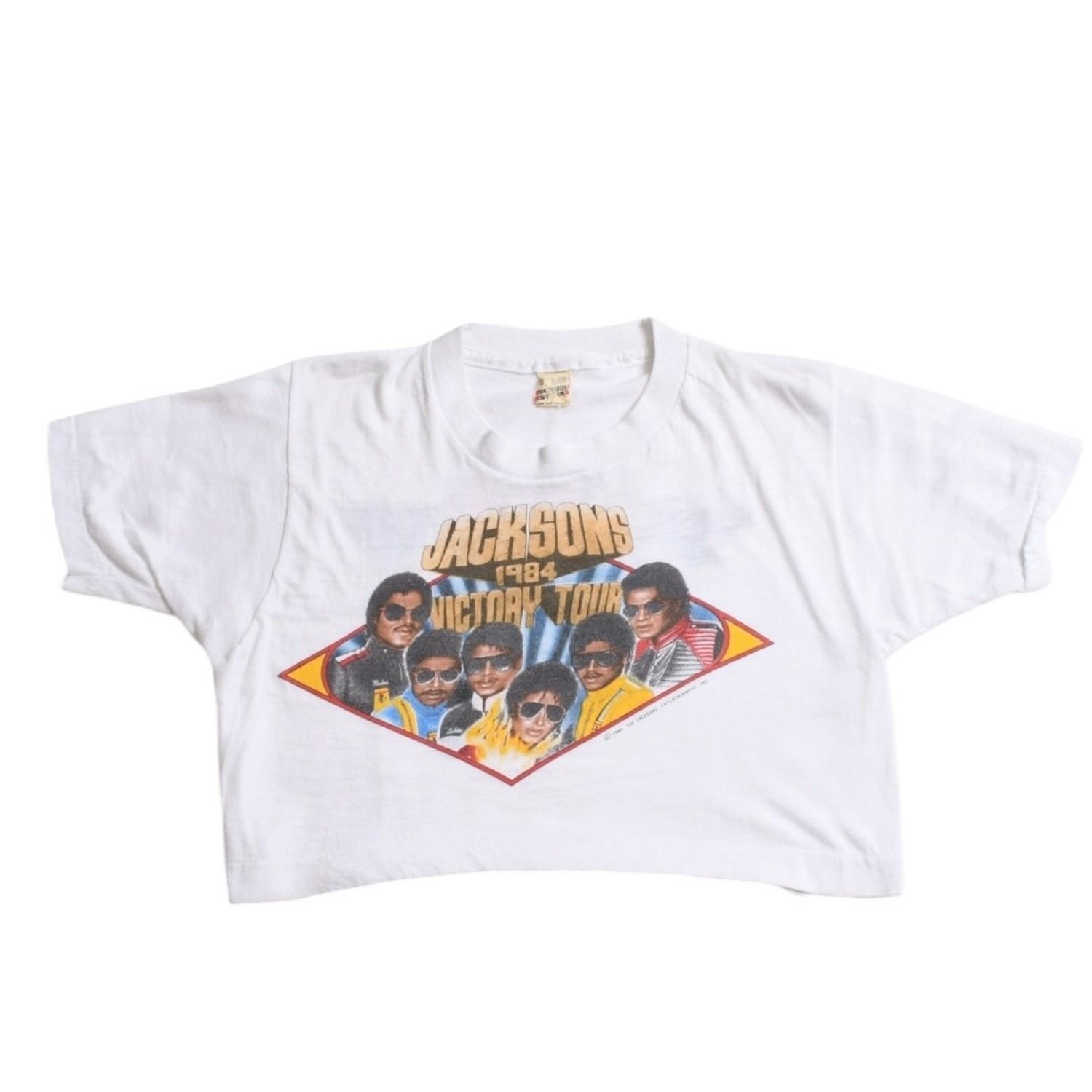 THE JACKSONS ザ ジャクソンズ VICTORY TOUR ヴィクトリーツアー オリジナル ヴィンテージ Tシャツ クロップド 美品 中古 4a003619