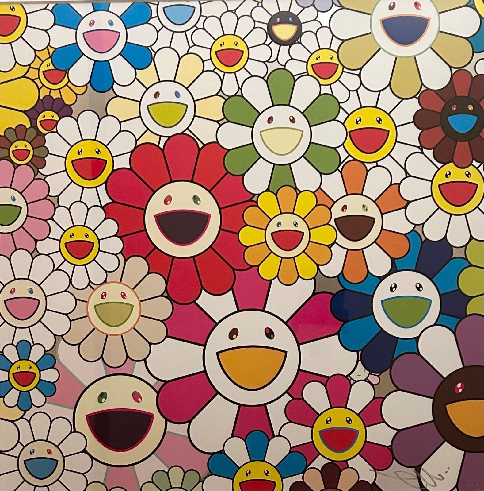 【額付】【真作】彼岸と此岸に咲く花　村上　隆　Takashi Murakami　オフセット印刷4色+箔印刷 作家直筆サイン　版画　限定版画