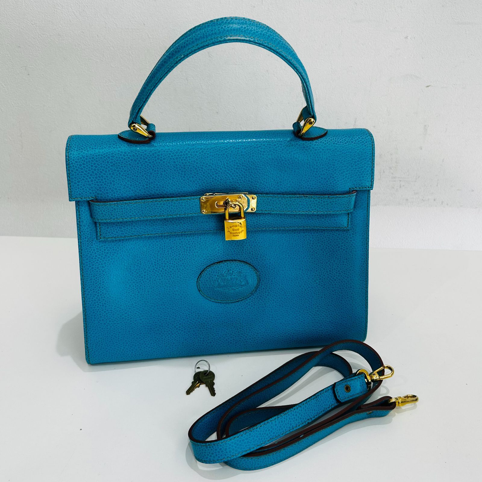 NC3817 コントワール シュド パシフィック Comptoir Sud Pacifique レザーハンドバッグ トルコブル- ショルダーストラップ 検i 44,200円