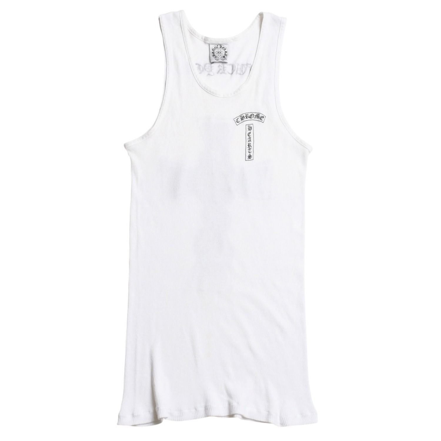 CHROME HEARTS クロムハーツ タンクトップ オールドクロム ホワイト ケルティッククロス スクロールラベル 美品 中古 4a003629