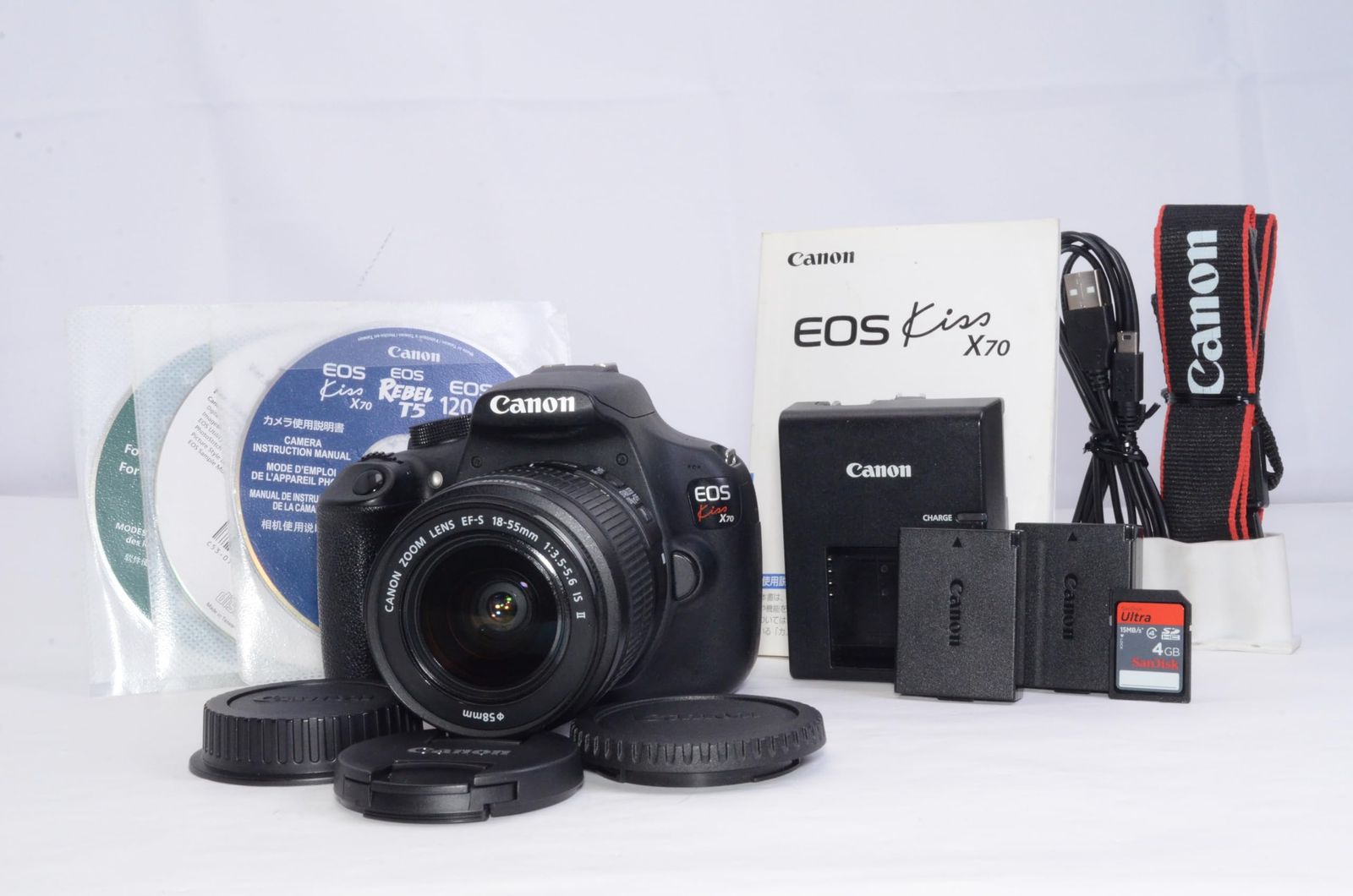 Canon EOS Kiss X70 レンズキット EF-S18-55mm付 動作確認済み SDカード付 実用良好