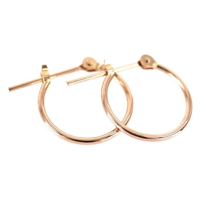 ピアス レディース フープデザイン 18k 18金 ピンクゴールド 両耳用 小さめ 小ぶり ジュエリー アクセサリー アクトワン【中古】