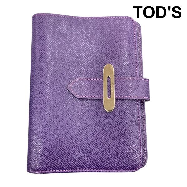 トッズ TOD'S 手帳カバー 型押しレザー 6穴バインダー システム手帳 パープル 本革・リアルレザー Z6C269
