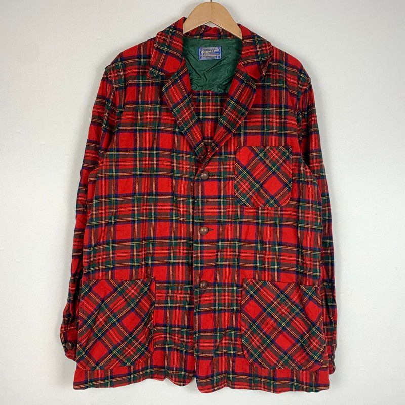【現状渡し品】 PENDLETON ペンドルトン 50-60's WOOL CHECK JACKET VINTAGE 50-60年代 ウール チェック ジャケット ライトアウター テーラード シャツ ヴィンテージ 【145-260610-ko-06-tei】