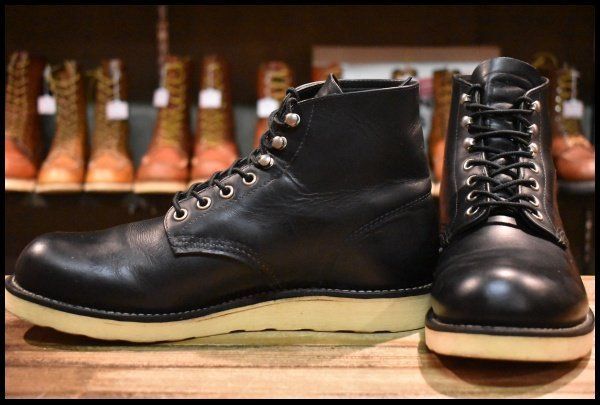 【8D 良品 10年】レッドウィング 8165 アイリッシュセッター 黒 ブラッククローム プレーントゥ 編み上げ ブーツ redwing HOPESMORE【GF031】