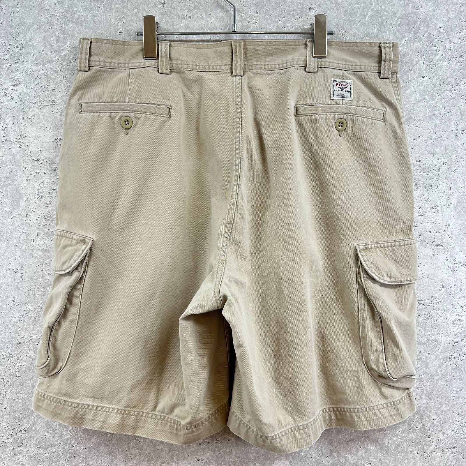 P7【Polo Ralph Lauren】ベージュ カーゴショーツ ミリタリー〔38〕
