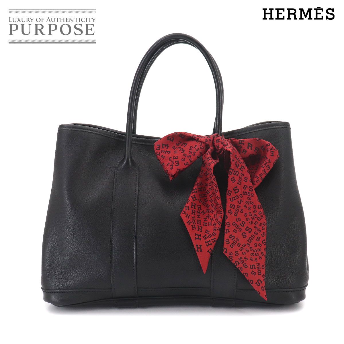 美品 エルメス HERMES ガーデンツイリー 30 TPM トート バッグ スイフト ブラック □I刻印 シルバー 金具 90324961
