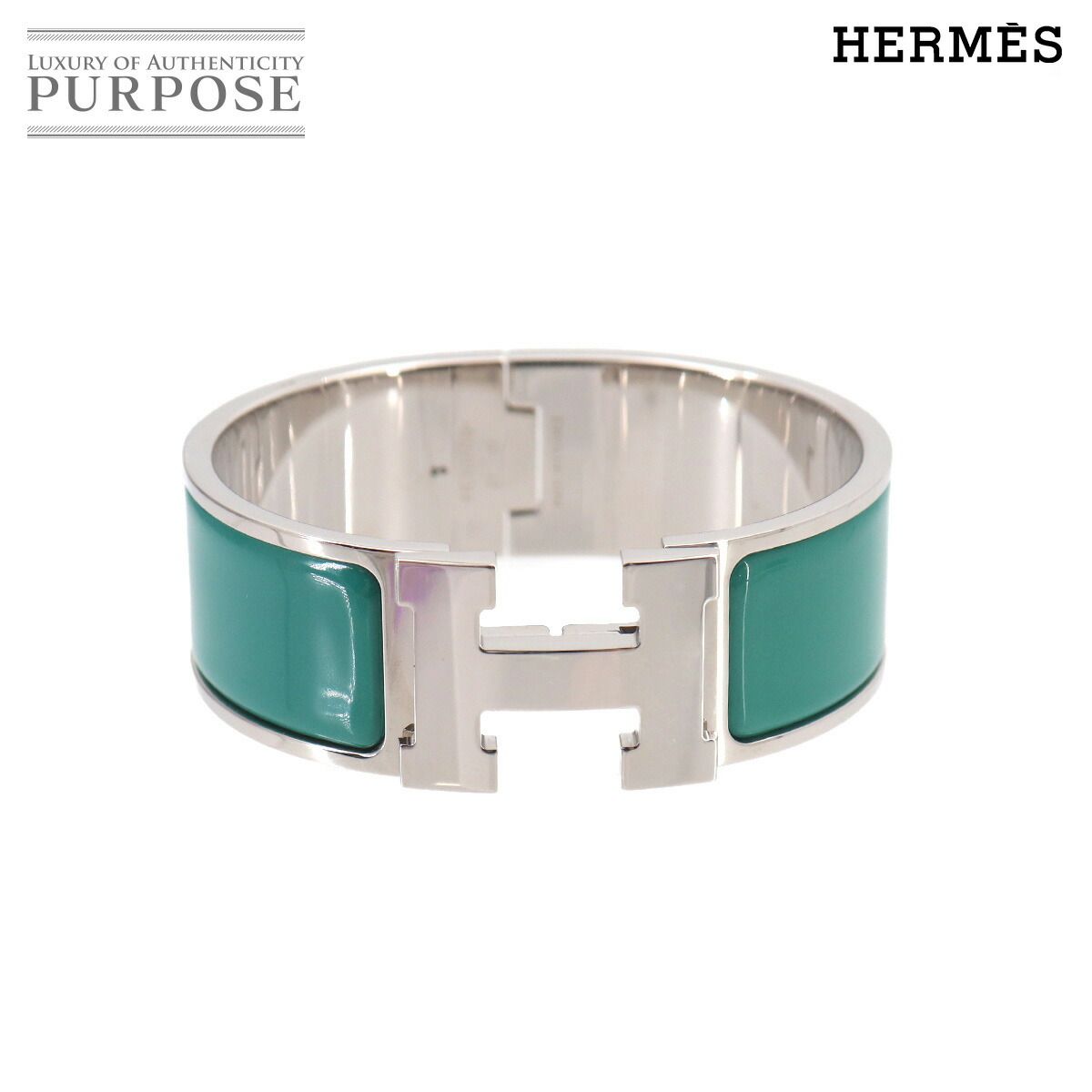 未使用 展示品 エルメス HERMES クリッククラック H PM バングル ホワイト ジョーヌシトロン シルバー 金具 アクセサリー 90325474