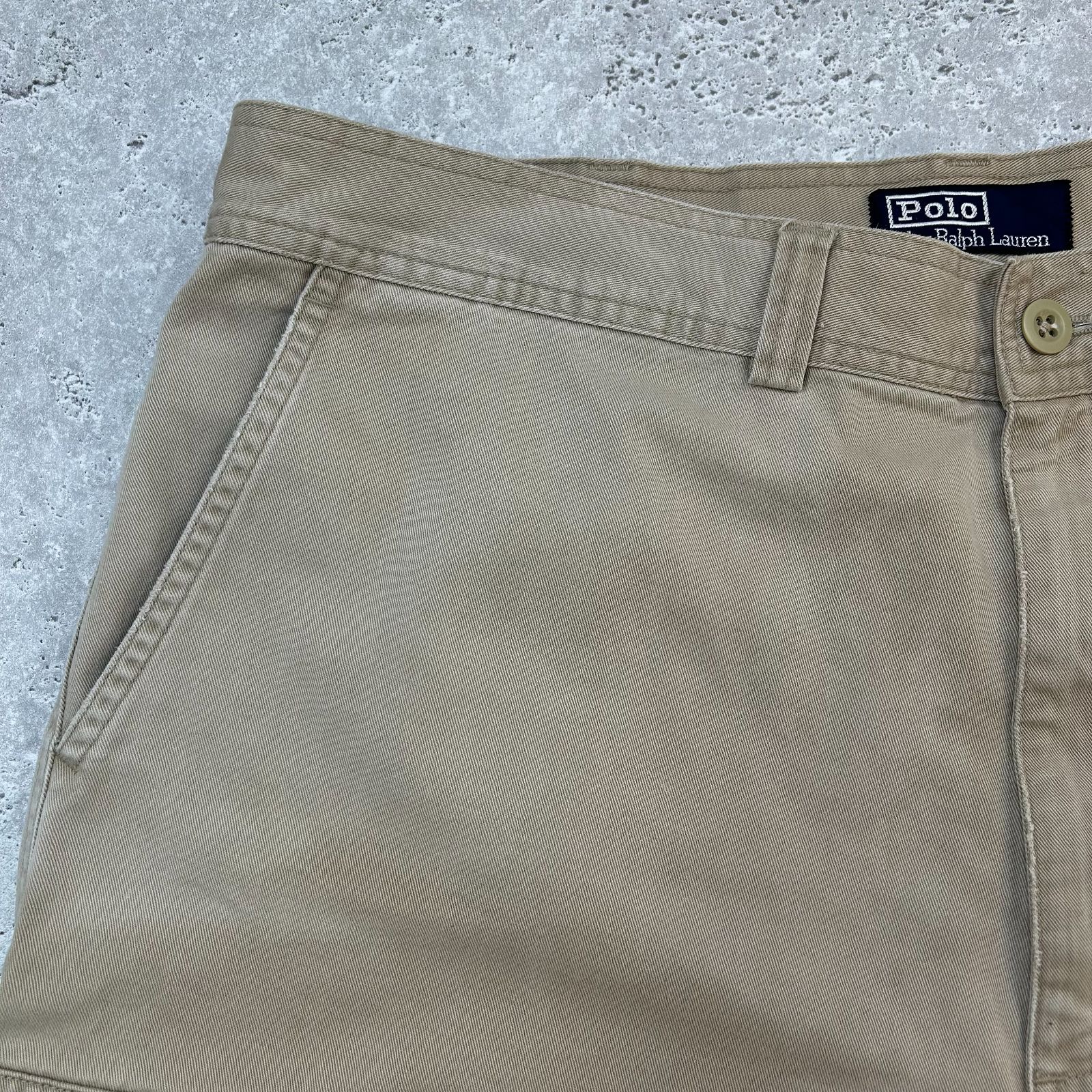 P7【Polo Ralph Lauren】ベージュ カーゴショーツ ミリタリー〔38〕