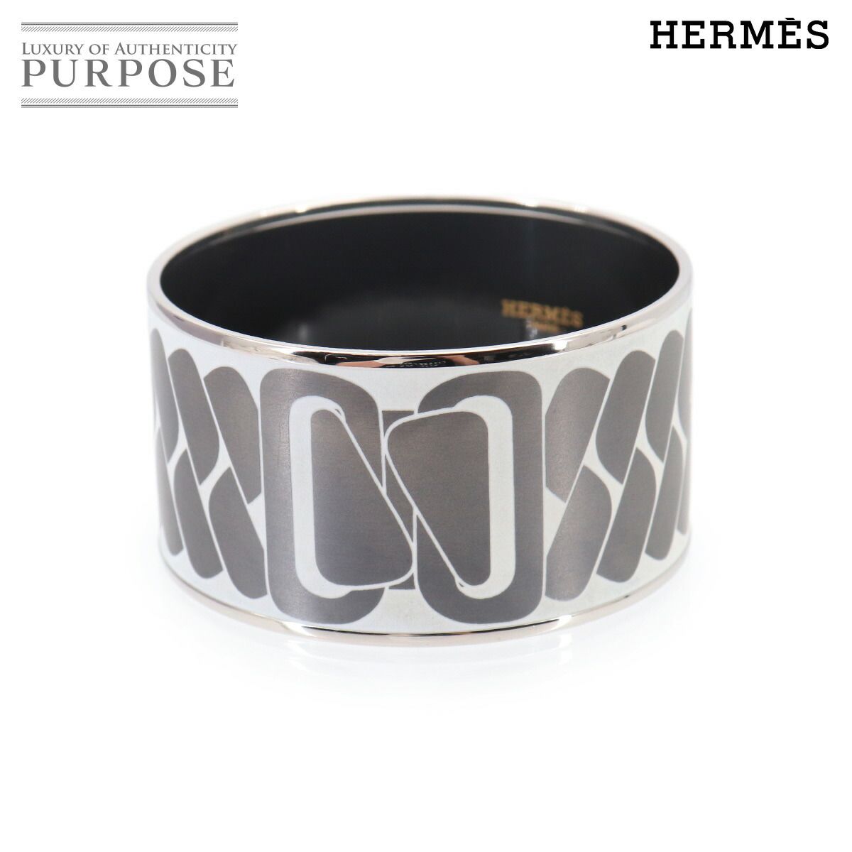 未使用 展示品 エルメス HERMES エマイユ TGM バングル ブレスレット ホワイト グレー シルバー アクセサリー Email TGM 90325476 58,800円