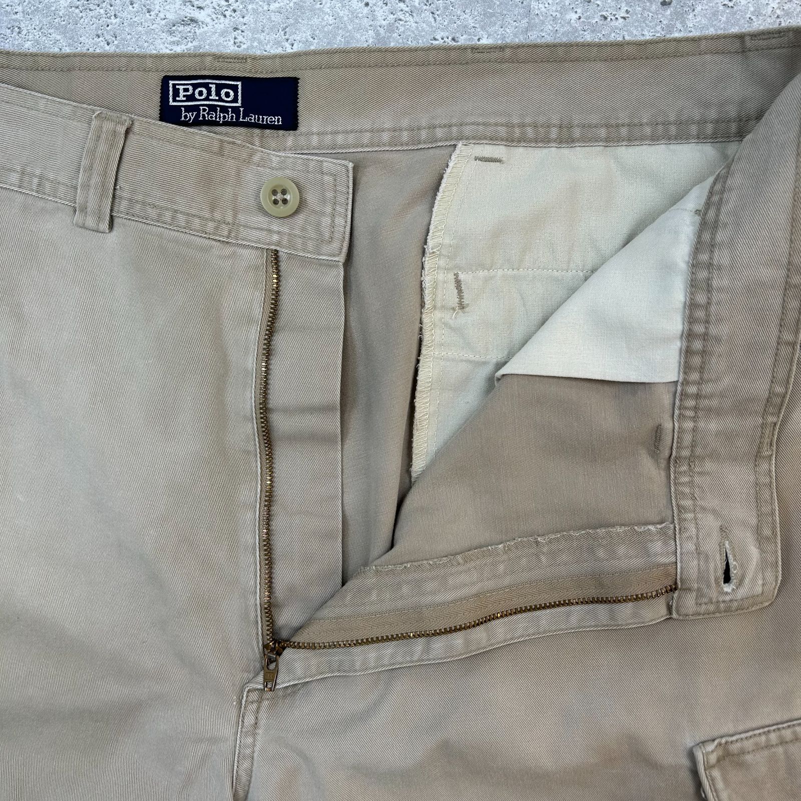 P7【Polo Ralph Lauren】ベージュ カーゴショーツ ミリタリー〔38〕
