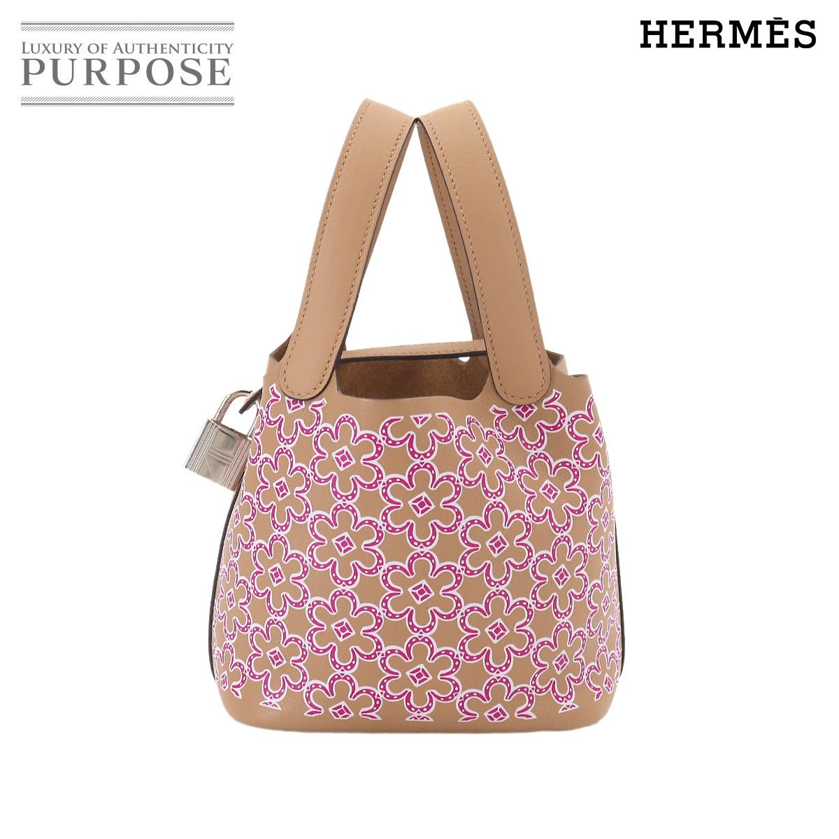 未使用 展示品 エルメス HERMES ピコタンロック マイクロ ラッキーデイジー ハンド バッグ スイフト チャイ ローズ ブラン U刻印 90326948