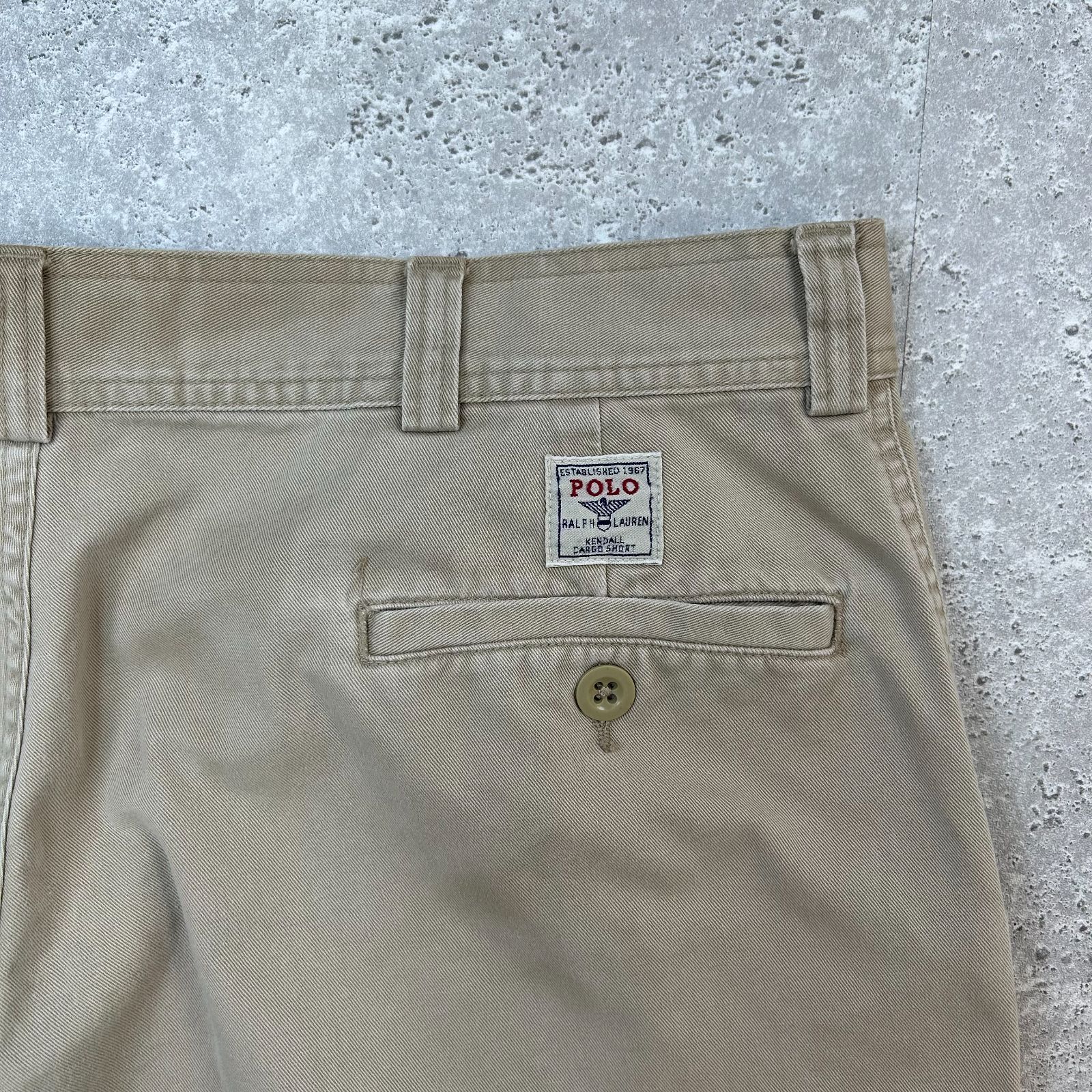 P7【Polo Ralph Lauren】ベージュ カーゴショーツ ミリタリー〔38〕