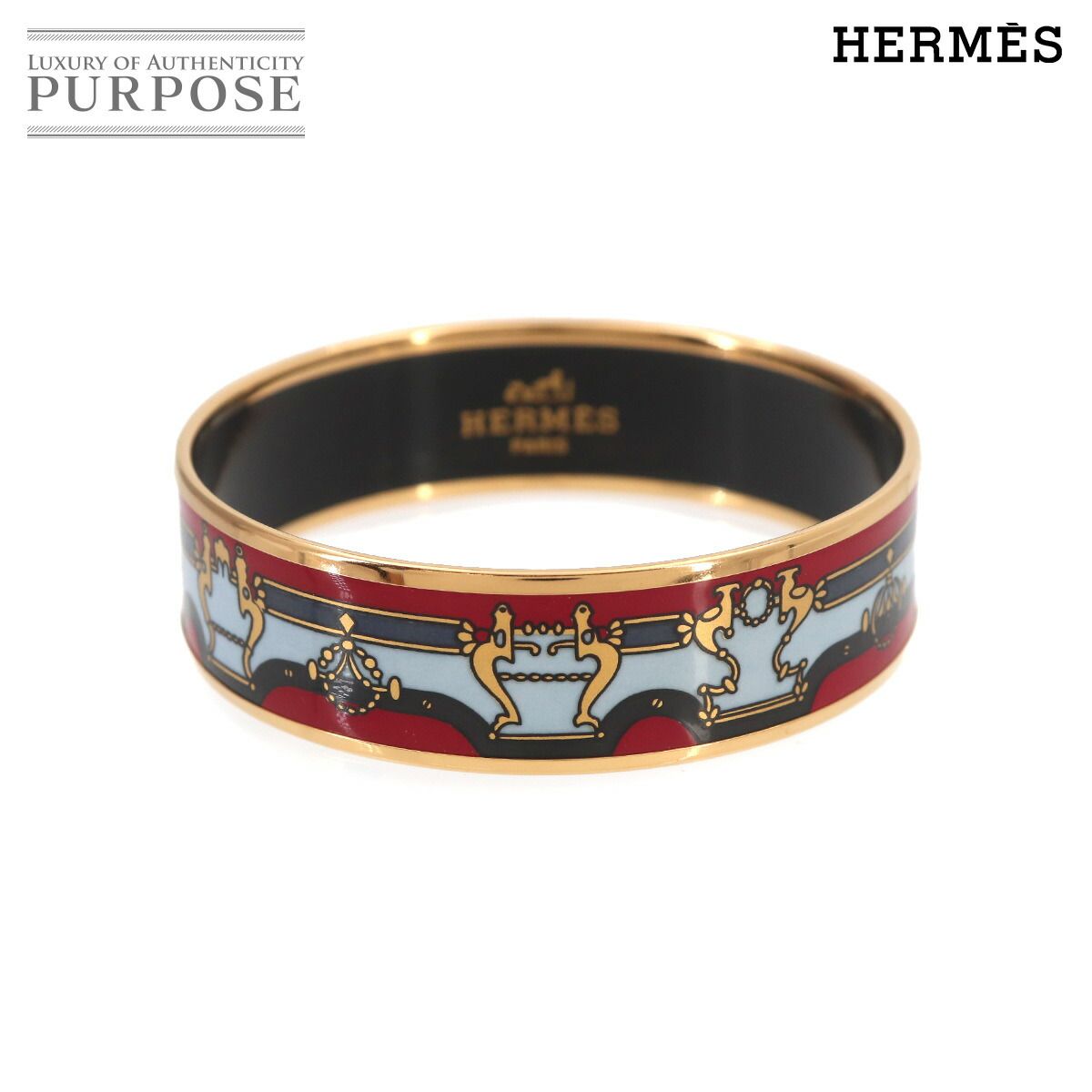 未使用 展示品 エルメス HERMES エマイユ MM バングル ブレスレット レッド マルチカラー ゴールド アクセサリー Email MM 90326991 39,000円
