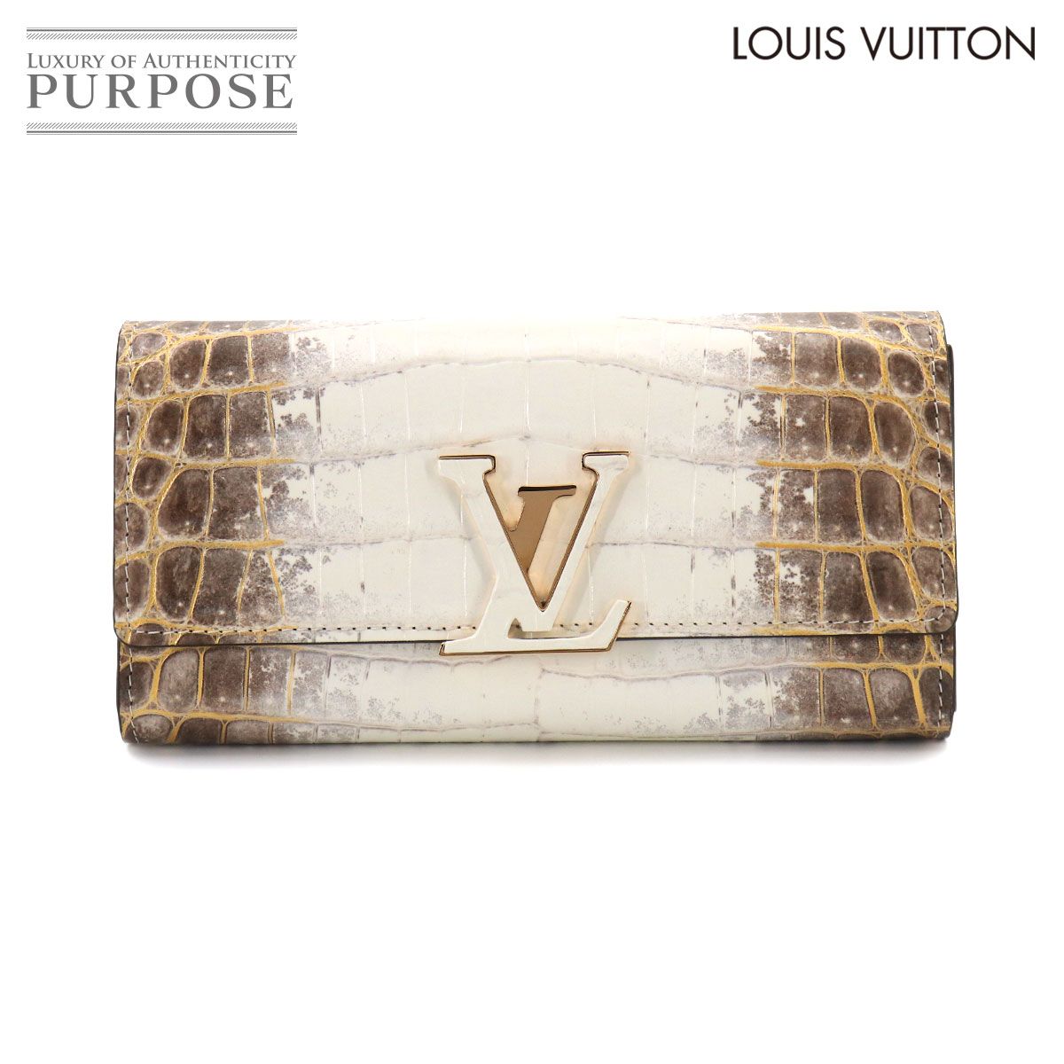 未使用 展示品 ルイ ヴィトン LOUIS VUITTON クロコダイル ポルトフォイユ カプシーヌ 二つ折り 長財布 エキゾチックレザー 90327196
