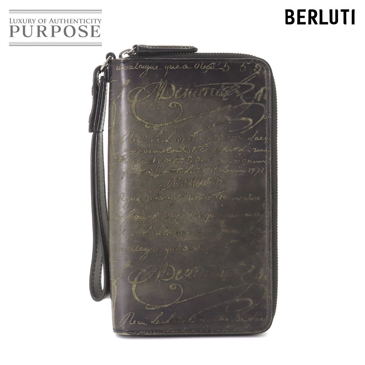 ベルルッティ Berluti カリグラフィ タリ マキシ ウォレット 長財布 ヴェネチアレザー ダークブラウン シルバー 金具 90327266