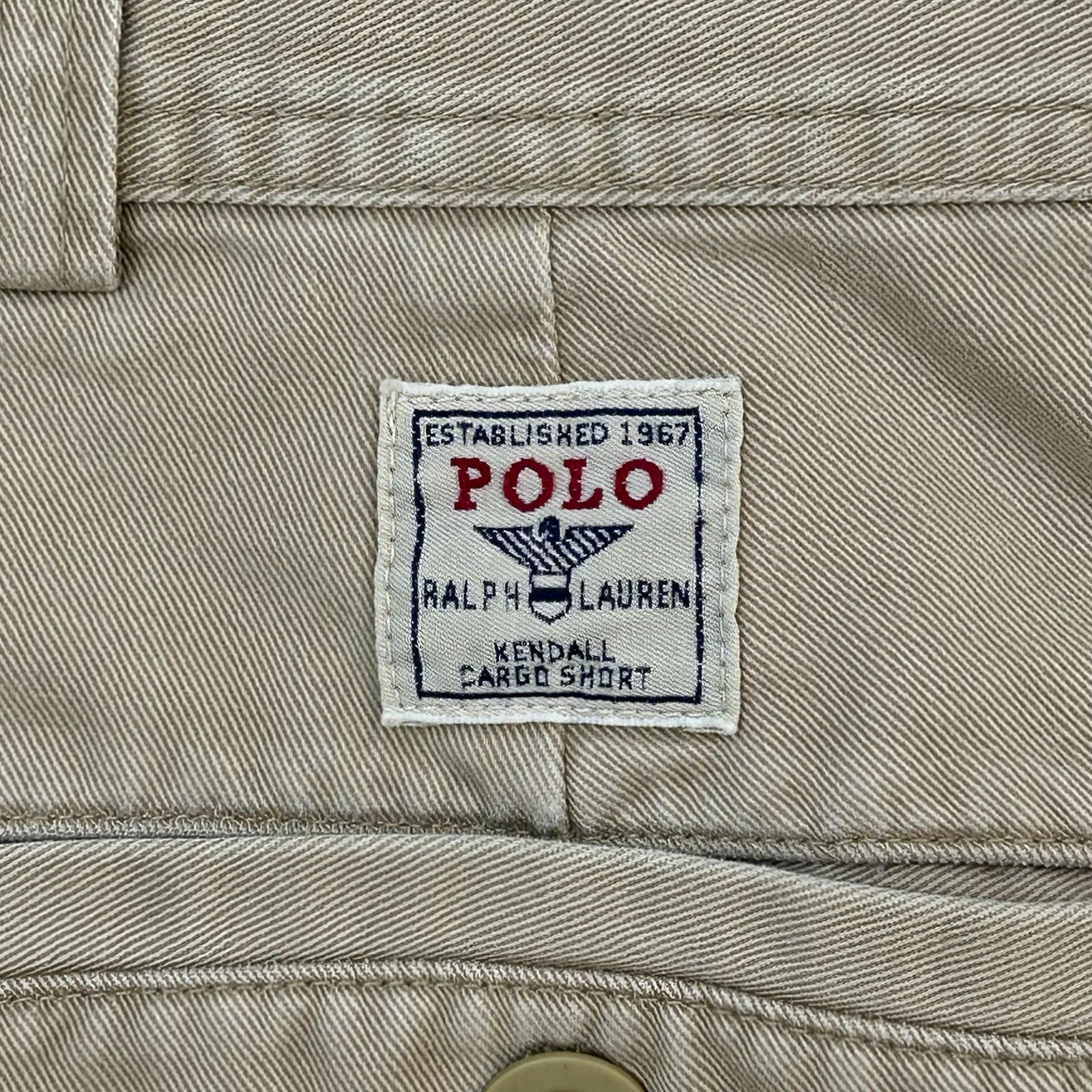 P7【Polo Ralph Lauren】ベージュ カーゴショーツ ミリタリー〔38〕