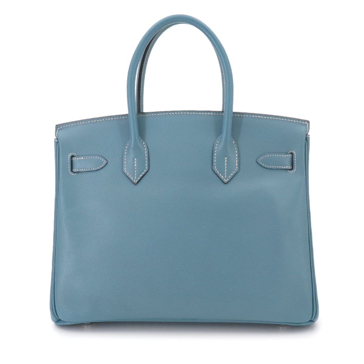 美品 エルメス HERMES バーキン30 ハンド バッグ エプソン ブルー 