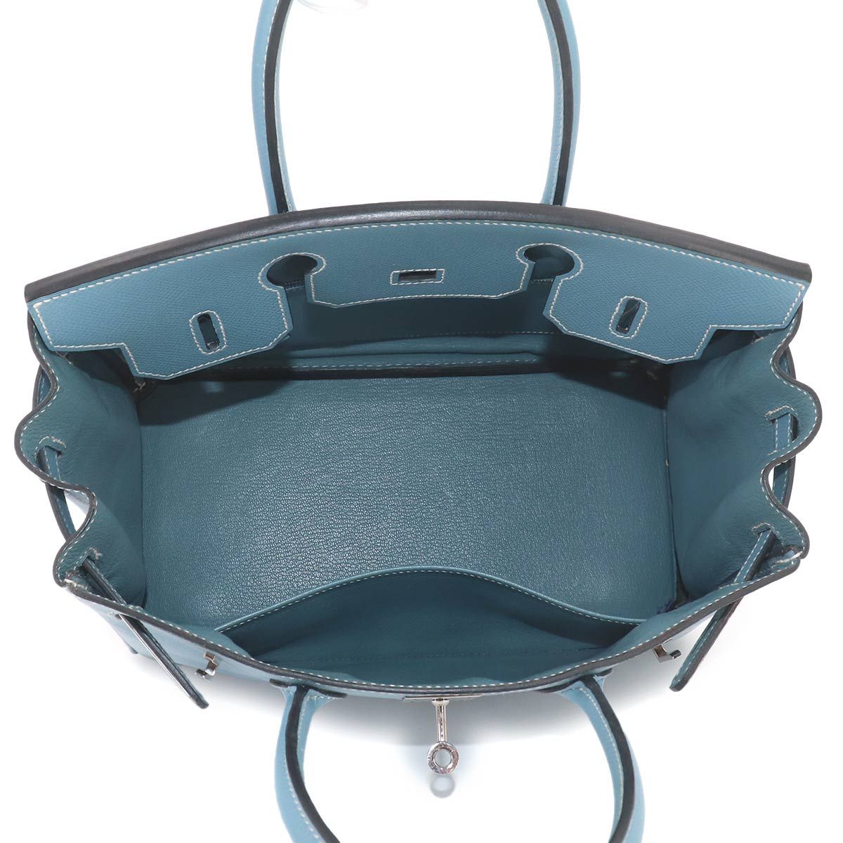 美品 エルメス HERMES バーキン30 ハンド バッグ エプソン ブルー 