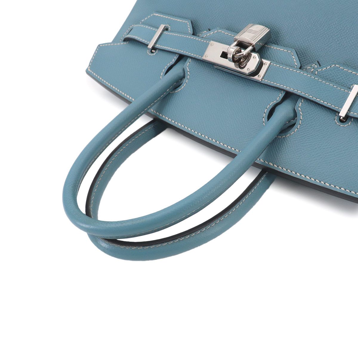 美品 エルメス HERMES バーキン30 ハンド バッグ エプソン ブルー