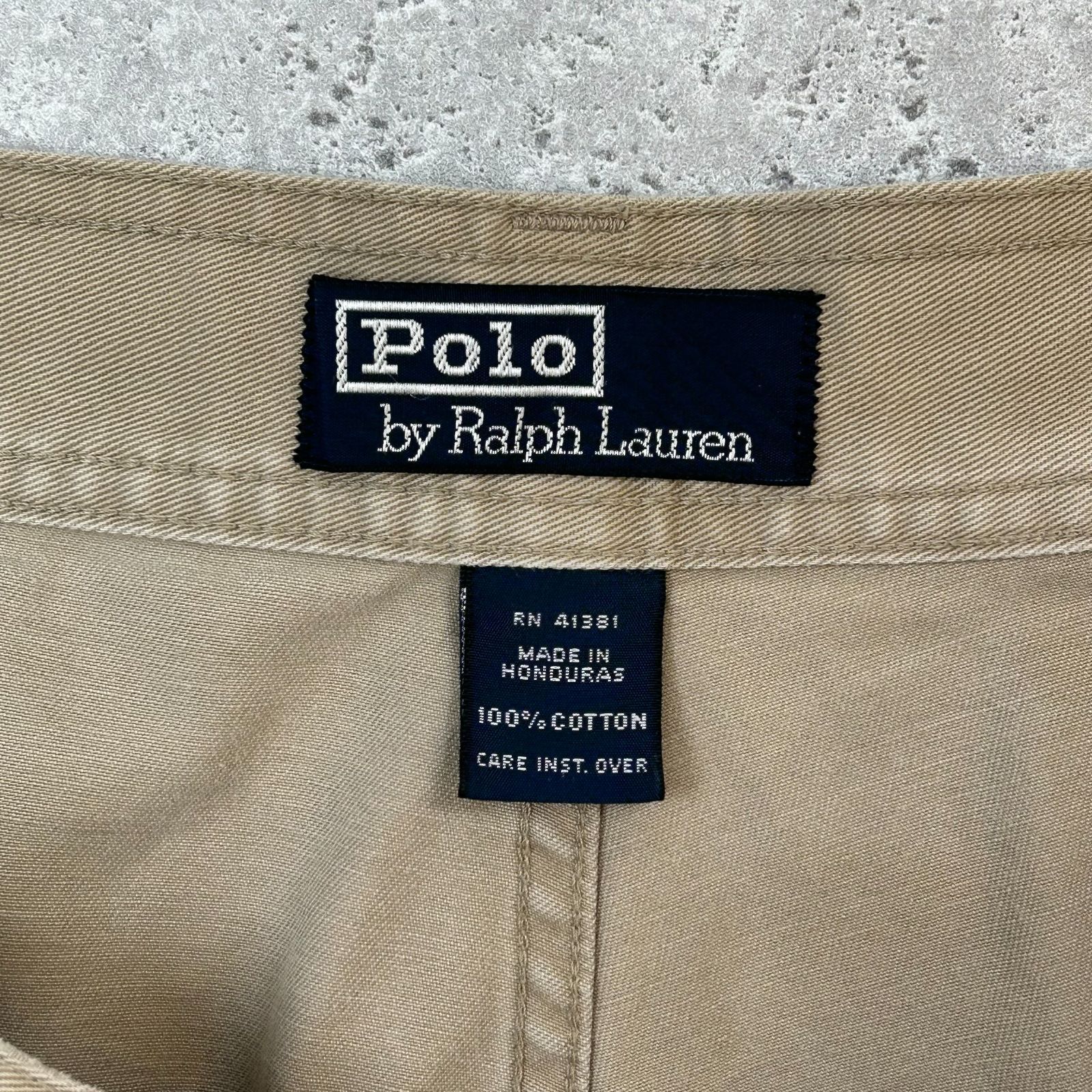 P7【Polo Ralph Lauren】ベージュ カーゴショーツ ミリタリー〔38〕