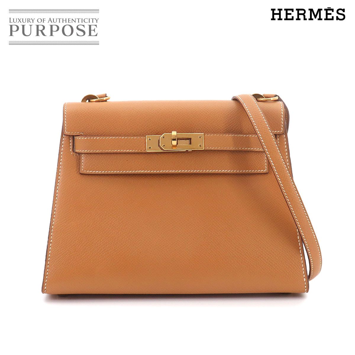 新品同様 エルメス HERMES ミニケリー 20 クシュベル エプソン ナチュラル ショルダー バッグ 〇P刻印 1986年製 Mini Kelly 90329433