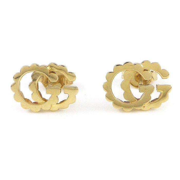 グッチ GUCCI ピアス ダブルG スタッズ GGランニング ロゴ K18YG 【中古】