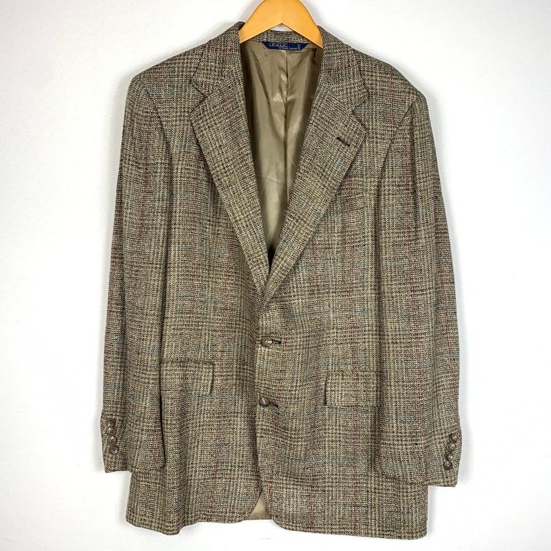 【現状渡し品】 POLO RALPH LAUREN ポロラルフローレン TWEED TAILORED JACKET VINTAGE ツイード テーラードジャケット ライトアウター カジュアルジャケット ヴィンテージ 【145-260610-ko-13-tei】