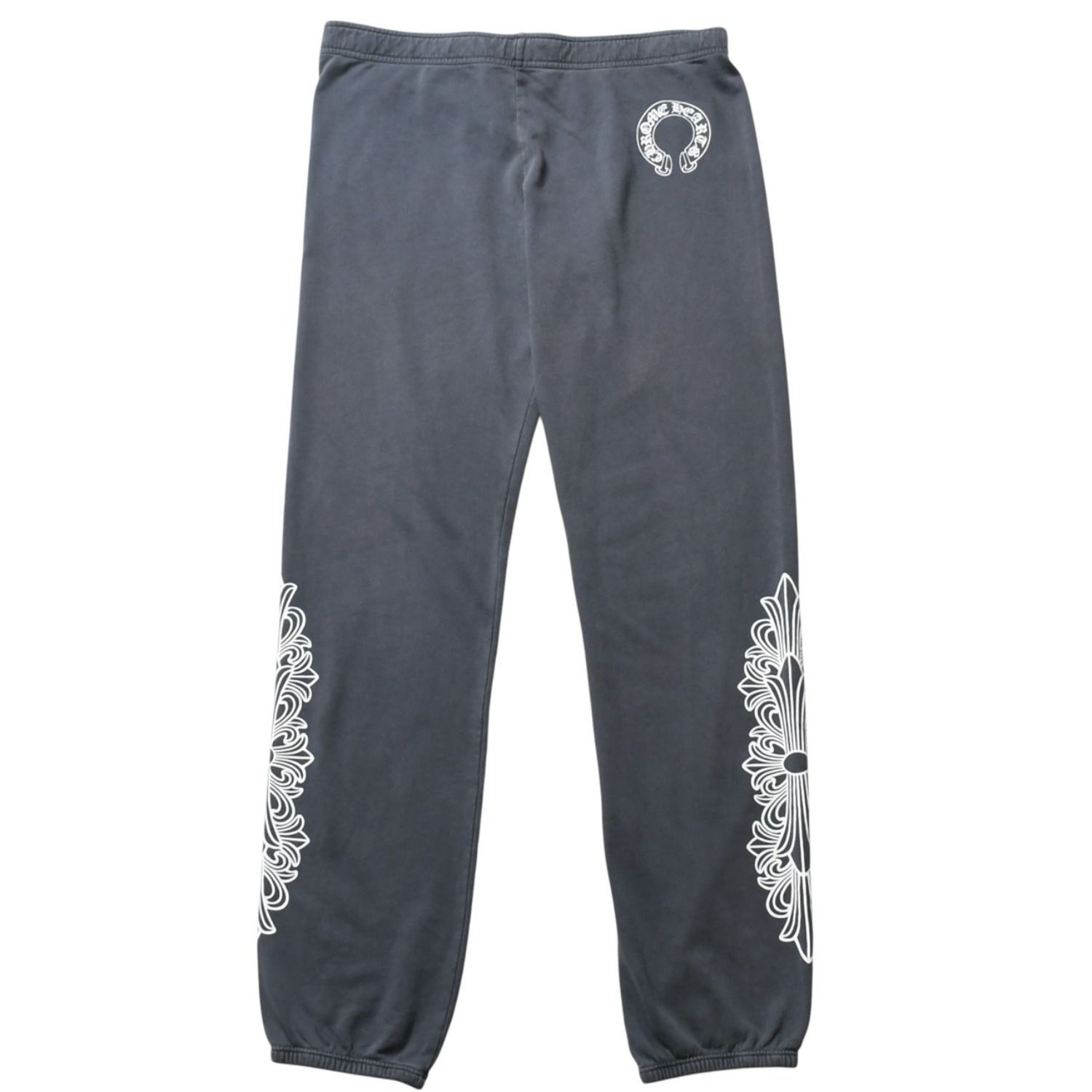 CHROME HEARTS クロムハーツ フローラルクロス ホースシュープリント スウェットパンツ SW ジョガーパンツ チャコール Sサイズ 美品 中古 4a003783