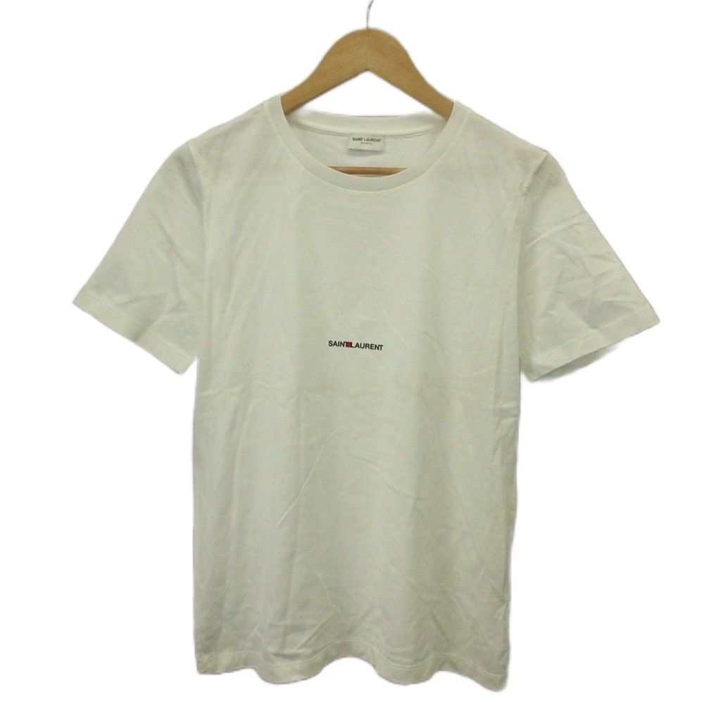 サンローラン パリ SAINT LAURENT PARIS Tシャツ XS 白 ホワイト クルーネック ロゴプリント 半袖 /KK ■GY62