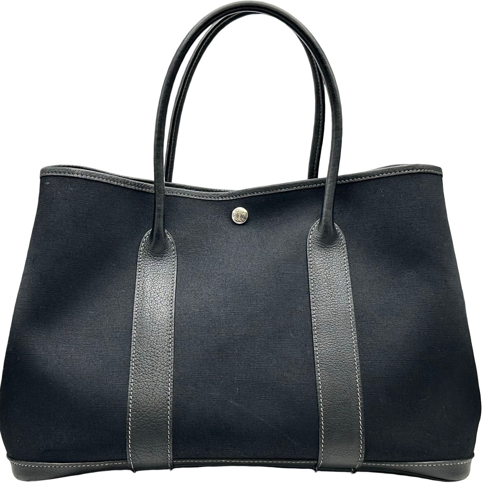 エルメス HERMES ガーデンパーティPM ブラック シルバー金具 トワル レディース トートバッグ