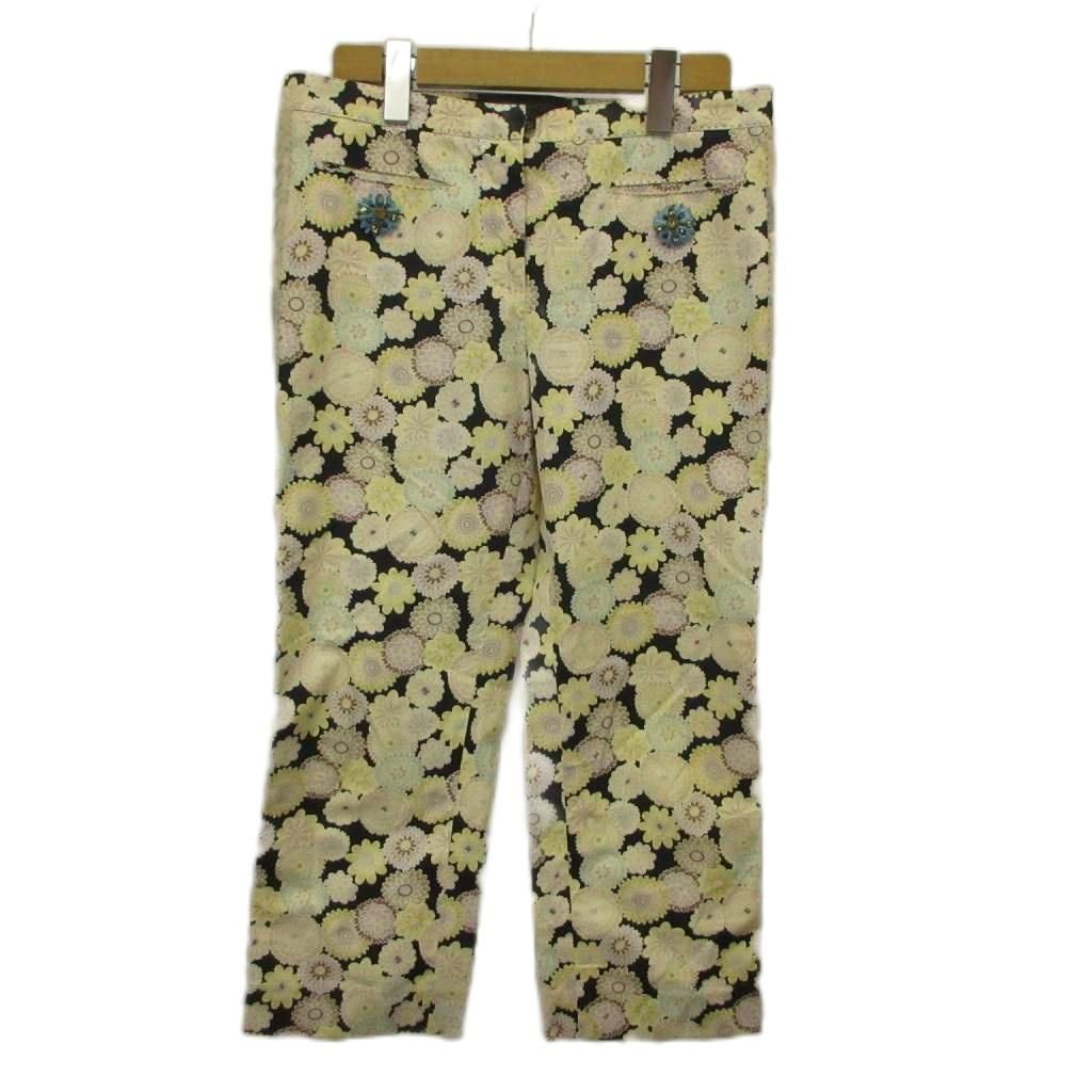 ルイヴィトン LOUIS VUITTON パンツ 38 黒 ブラック 花柄 ビジュー装飾 フルレングス /KK ■GY62