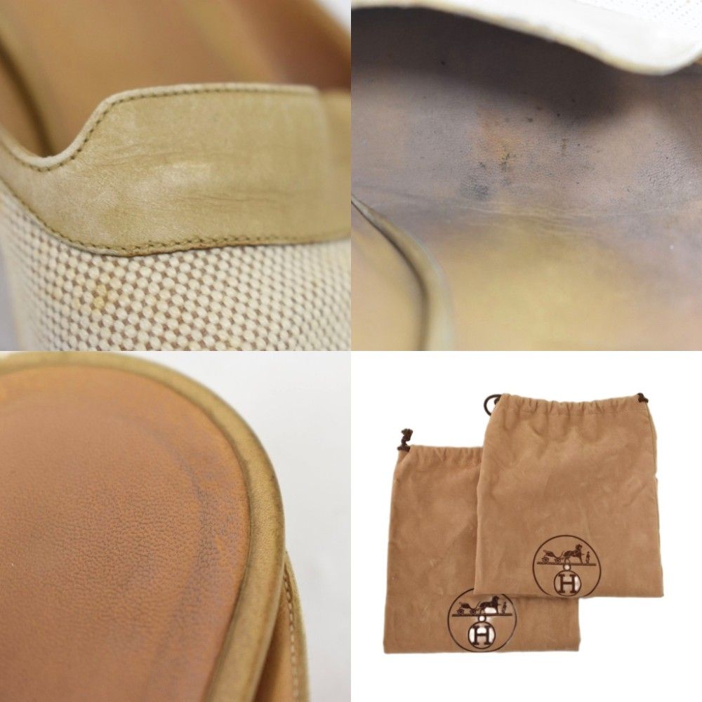 エルメス HERMES ミュール サンダル サボ 無地 キトゥンヒール