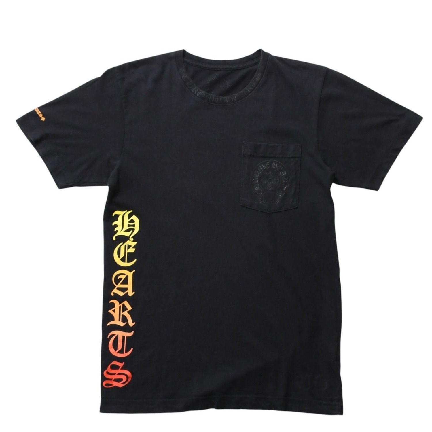 CHROME HEARTS クロムハーツ 半袖ポケットTシャツ グラデーションロゴ CHクロスロゴ ホースシュー ブラック Sサイズ 半袖Tシャツ 美品 中古 4a003778