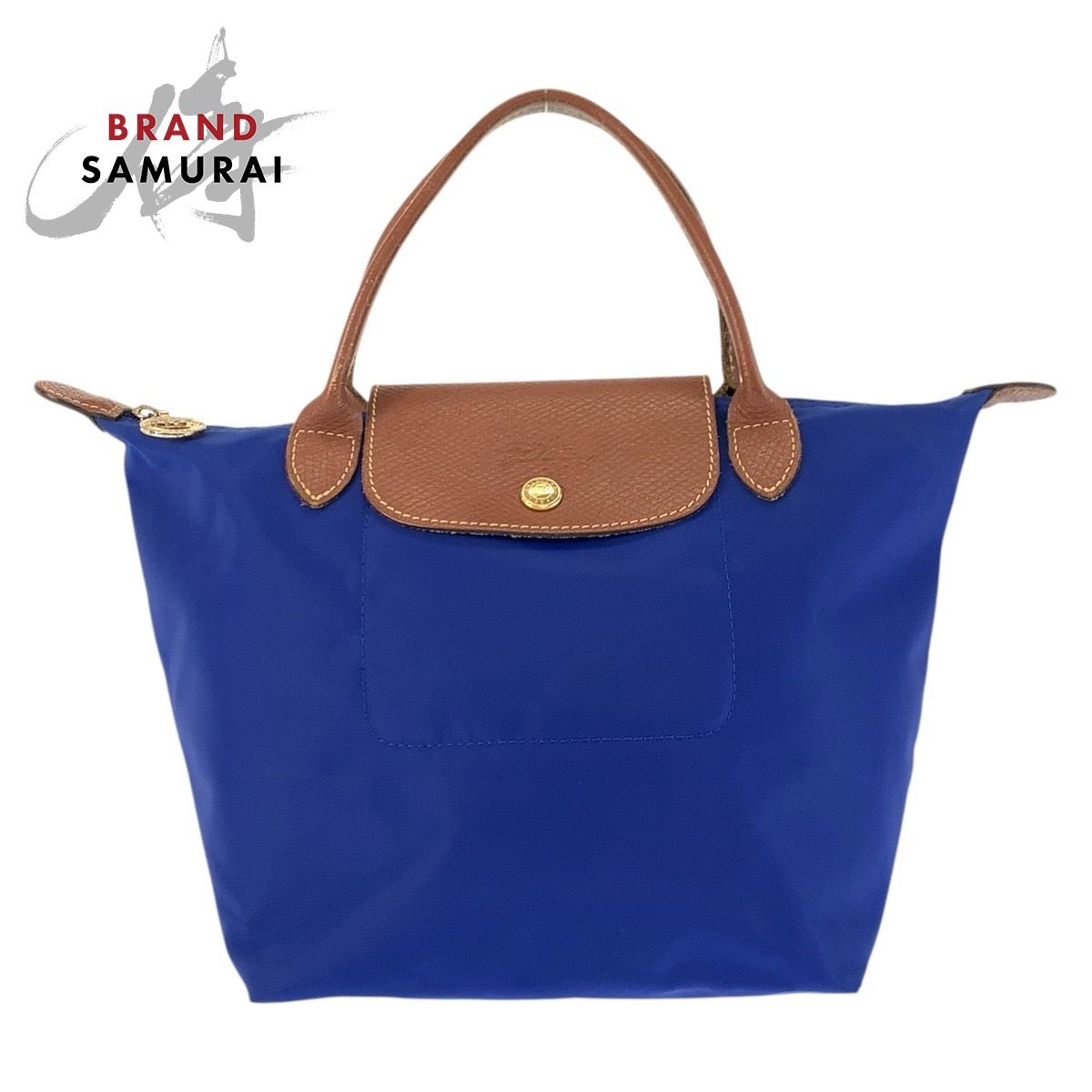 Longchamp ロンシャン ルプリアージュ ブルー ブラウン ゴールド金具 ナイロン 1621089683 トートバッグ ハンドバッグ レディース 602853【中古】