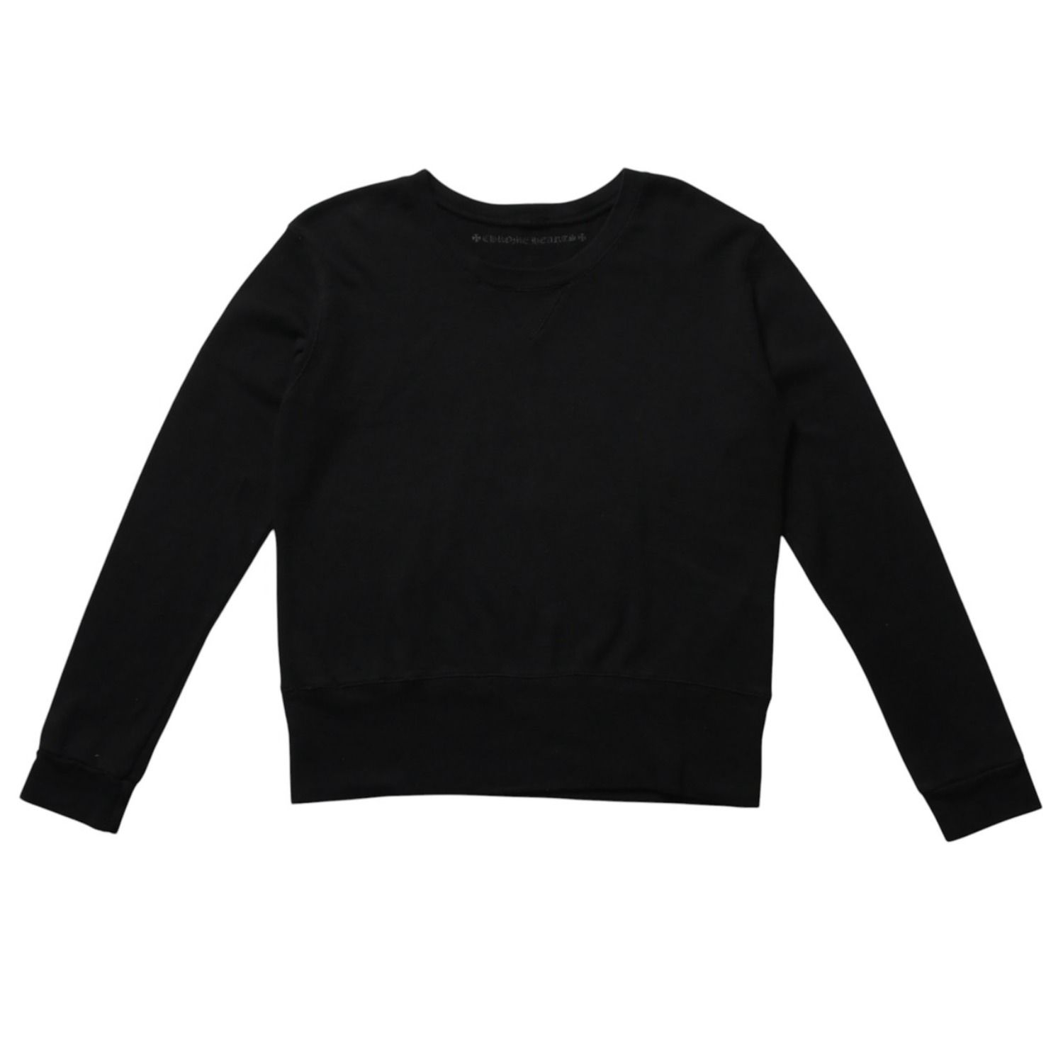 極美品 CHROME HEARTS クロムハーツ RS3クロス クルーネック スクロールラベル スウェット ブラック 中古 4a003781