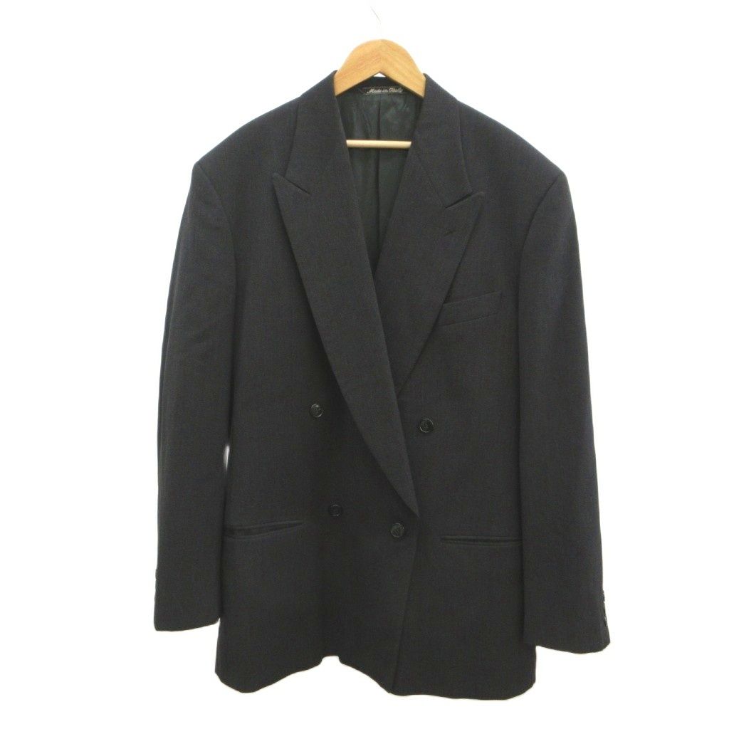 ジョルジオアルマーニ GIORGIO ARMANI テーラードジャケット 上着 ウール 黒 ブラック ダブルブレスト 長袖 ピークドラペル /NP ■GY53