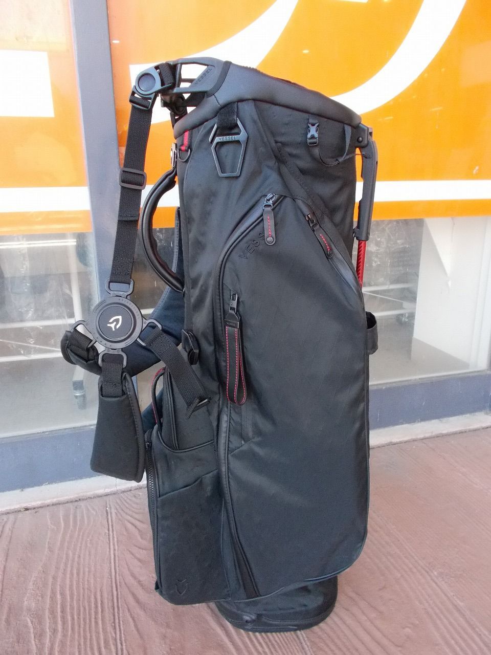 良好☆ VESSEL Player 5.0 DXR BLACK DOUBLE STRAP 8.5型 約3.4kg ベゼル スタンドバッグ キャディバッグ ゴルフバッグ