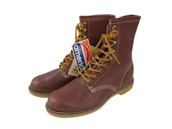 ヴィンテージ VINTAGE ジョージア GEORGIA ワークブーツ デッドストック 8 レザー USA製 プレーントゥ ブラウン