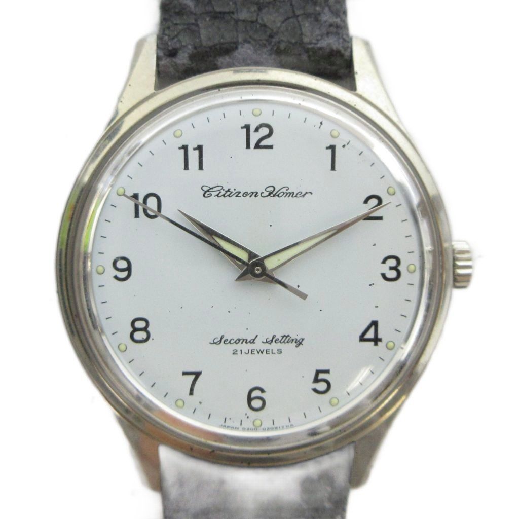 シチズン CITIZEN Homer Second Setting ホーマー セコンドセッティング 鉄道 腕時計 国鉄 昭54 471 ヴィンテージ アンティーク ウォッチ クォーツ レザーベルト 21石 シルバー色 ■GY18 /MQ