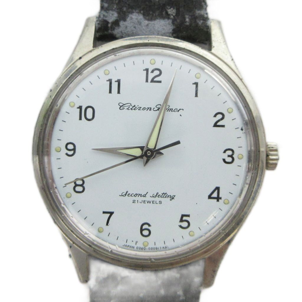 シチズン CITIZEN Homer Second Setting ホーマー セコンドセッティング 鉄道 腕時計 国鉄 昭5 147 ヴィンテージ アンティーク ウォッチ クォーツ レザーベルト 21石 シルバー色 ■GY18 /MQ