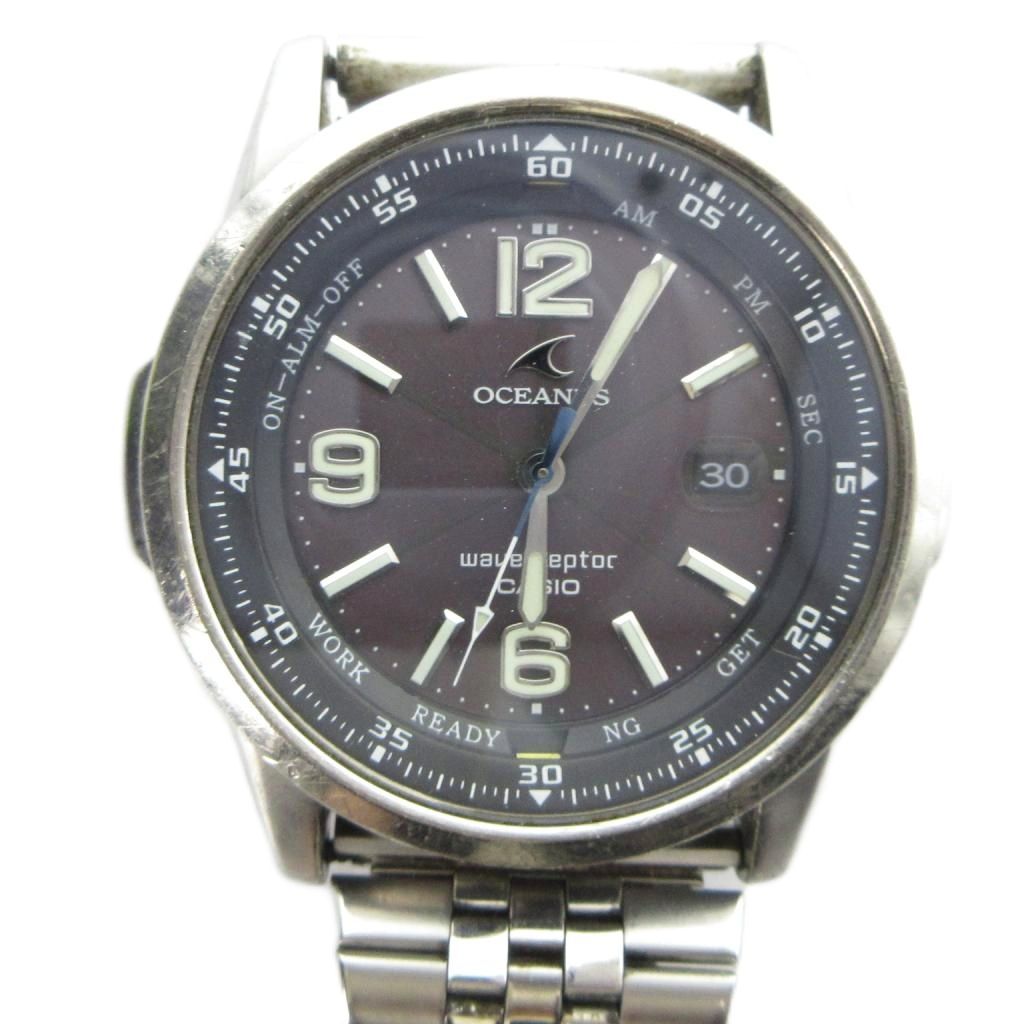 カシオ CASIO OCW-100TLJ オシアナス 腕時計 ウォッチ ソーラー 黒文字盤 カレンダー付き デイト シルバー色 ■GY18 /MQ