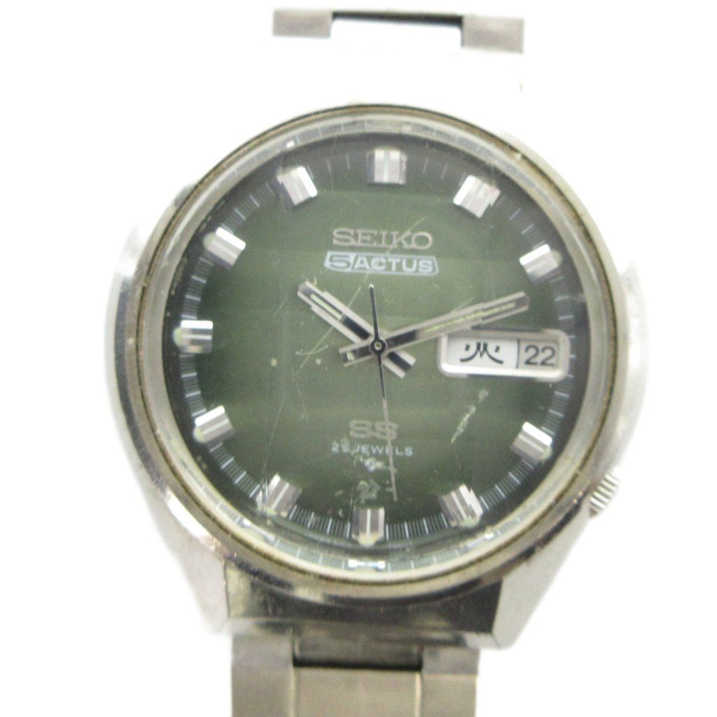 セイコー SEIKO 6106-7690 5 ACTUS ファイブ アクタス 腕時計 自動巻き ヴィンテージ アンティーク ウォッチ カレンダー付き デイデイト カットガラス シルバー色 ■GY18 /MQ